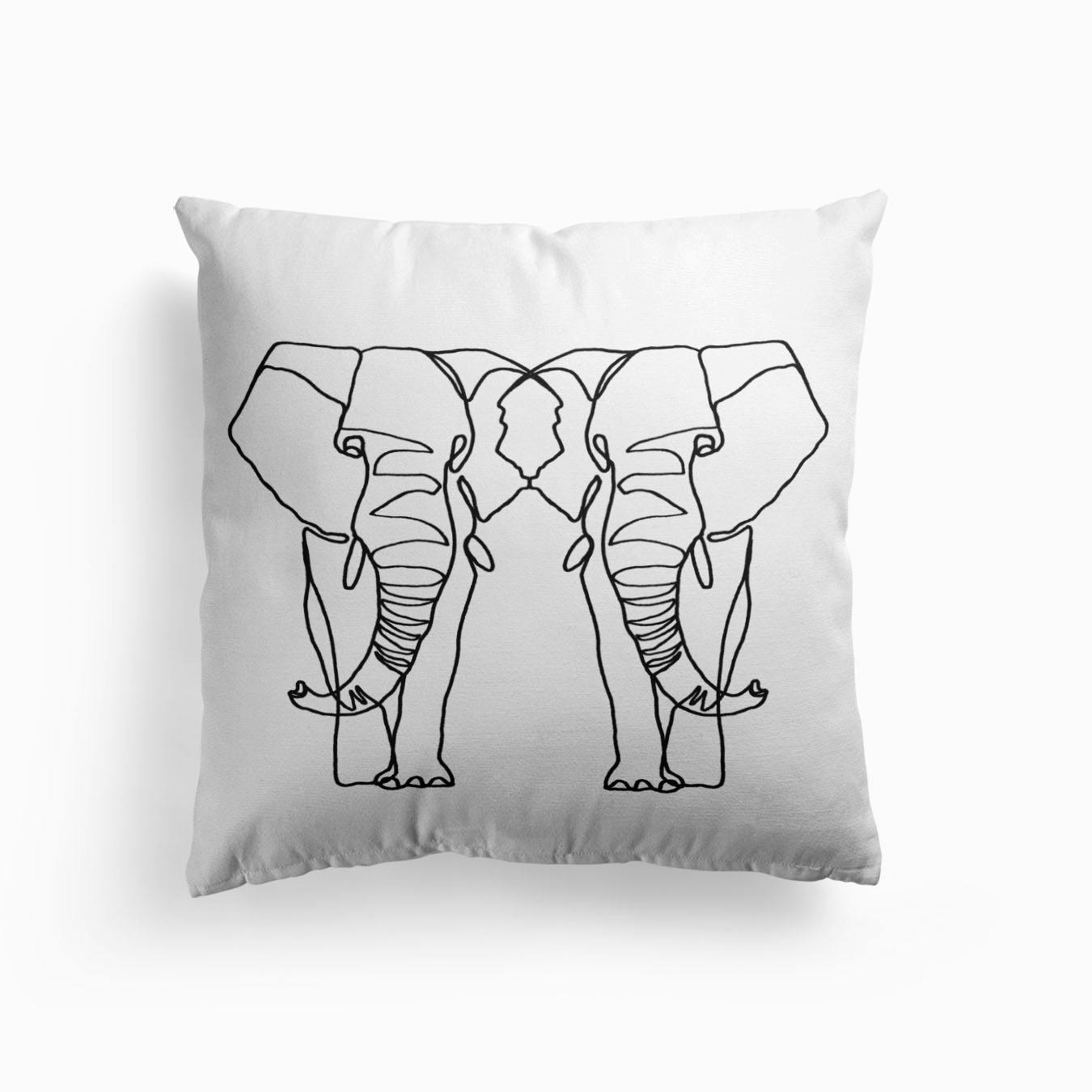 Elephant Lines Cushion by Julia Hariri Fy Throw Pillow Covers Mystical Human